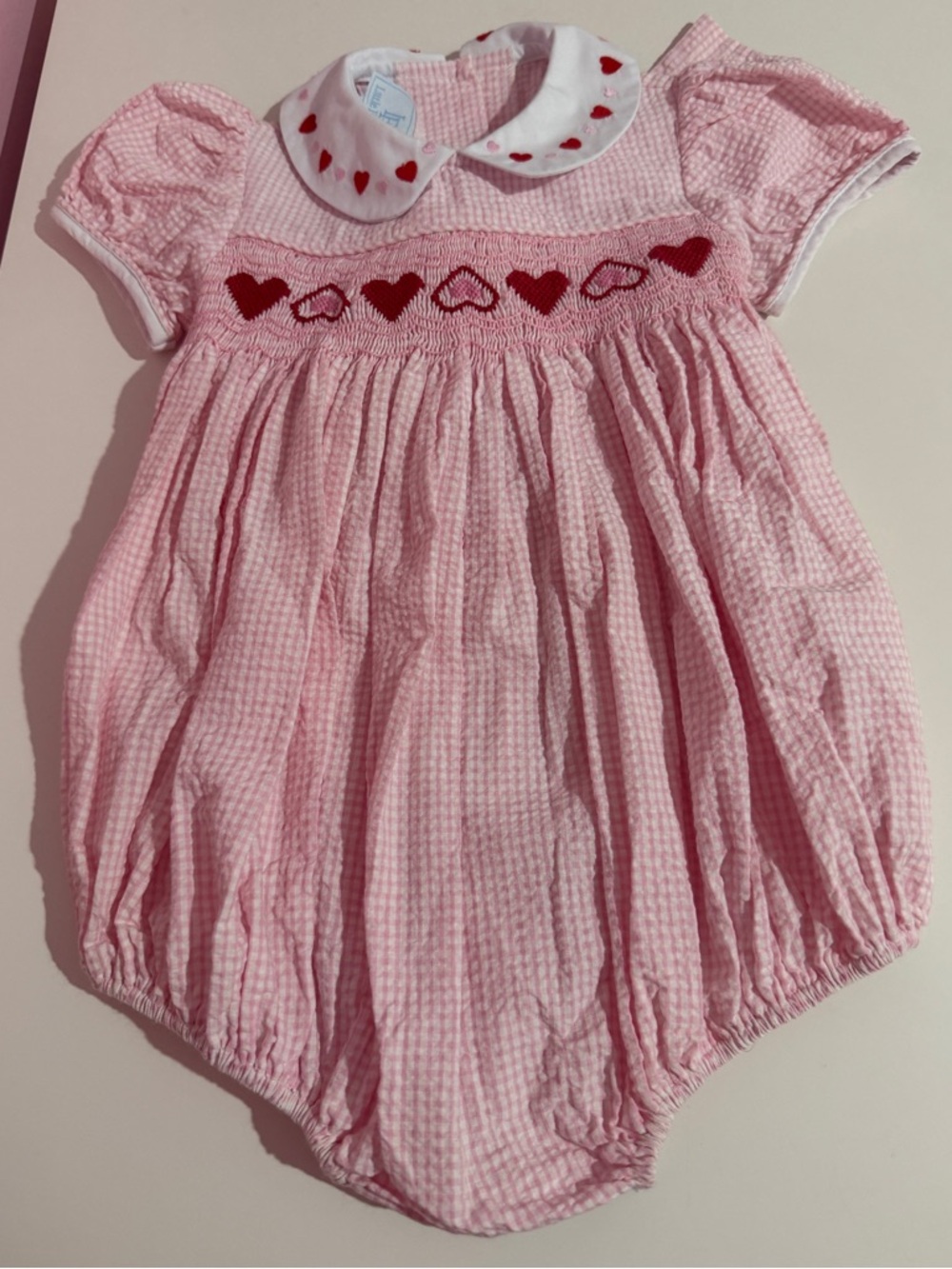 Little English Valentines Smocked Bubble